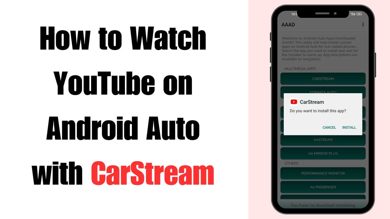 How to Watch YouTube on Android Auto with CarStream
